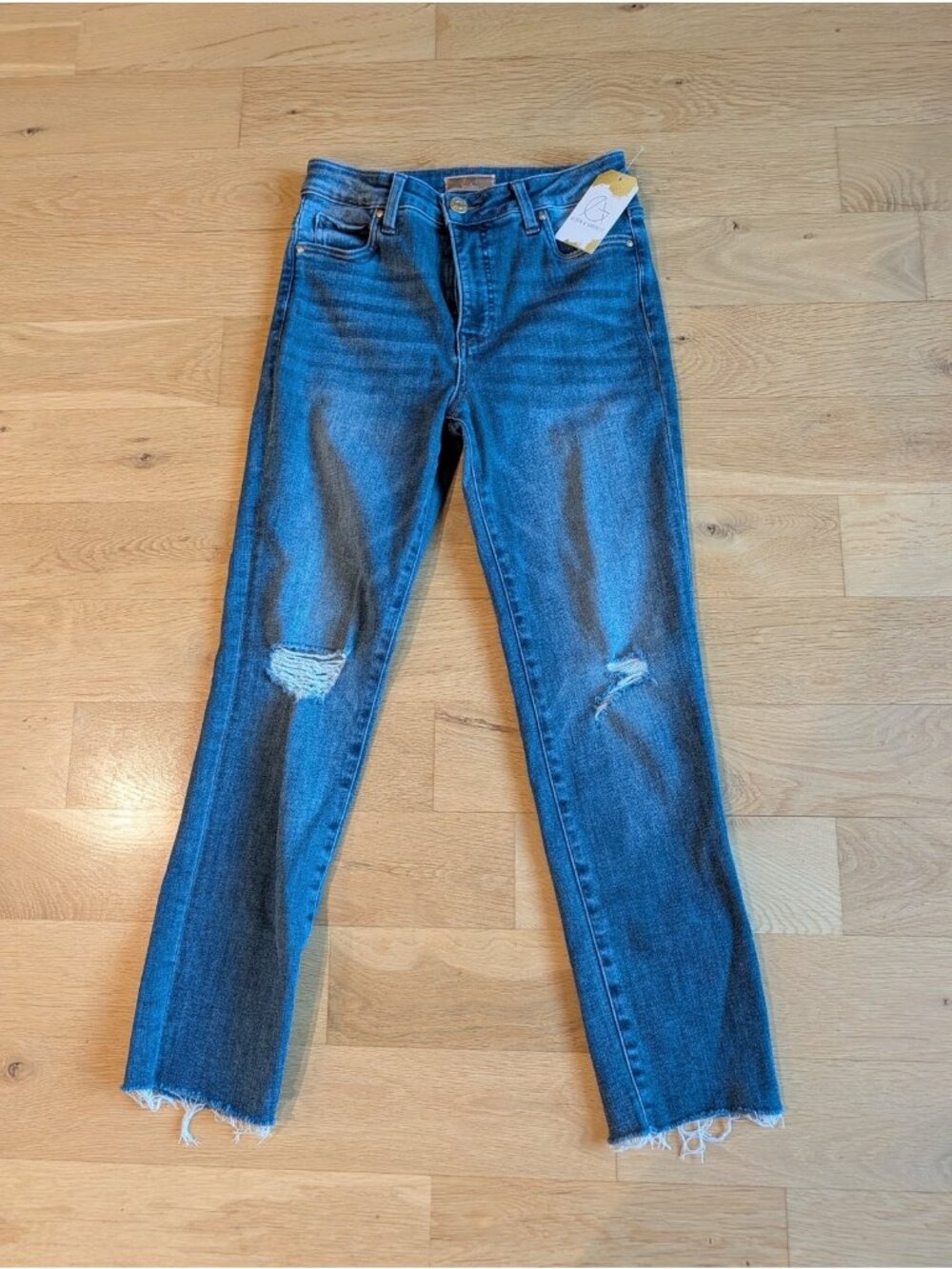 Kut From The Kloth Distressed Reese Fab Ab Ankle Straight Leg Jeans, Size 4